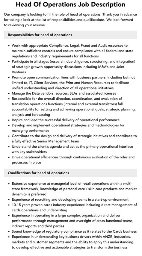 7,000+ Head Of Operations Jobs in United States .